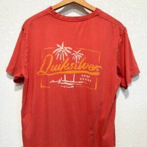 Quicksilver Mens Graphic T Shirt Top Short Sleeve Palm Tree Logo Red Size L/G/G